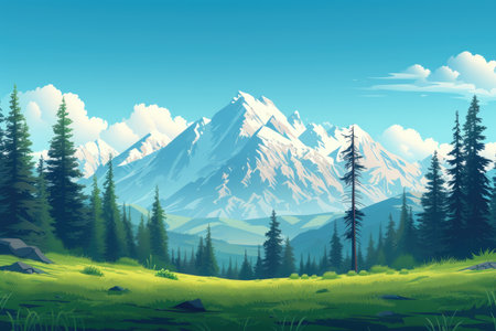 Verdant Mountain Landscape in Summerの素材