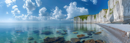 Landscape with emerald seas and white cliffsの素材