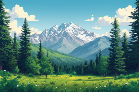 Idyllic Alpine Scenery with Lush Forestの素材