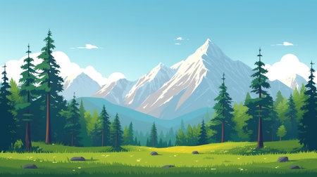 Idyllic Alpine Scenery with Lush Forestの素材
