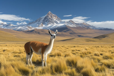Quiet pastures and llamas on mountaintopsの素材