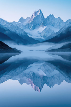 Reflective Alpine Lake at Dawnの素材