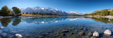 Crystal reflections in a mountain lakeの素材