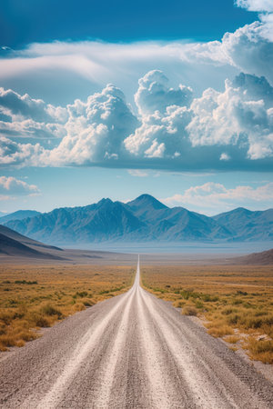 Desert Road to the Mountain Rangeの素材