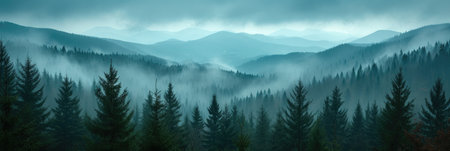 Coniferous Forest Enshrouded in Mistの素材