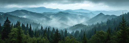Mystical Foggy Forest at Dawnの素材