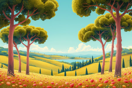 Enchanted Springtime in a Cartoon Valleyの素材