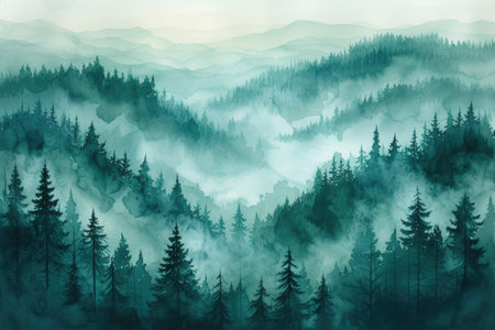 Ethereal Trees in a Watercolor Woodlandの素材