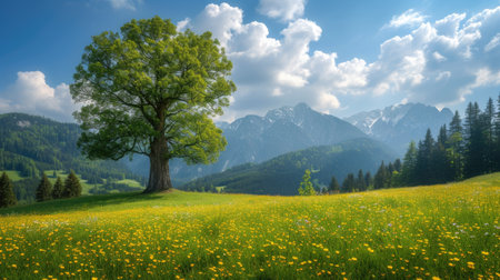 Serene Meadow with Solitary Treeの素材