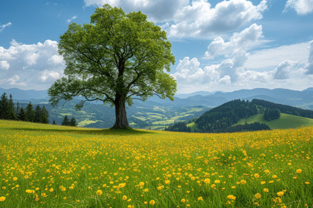Serene Meadow with Solitary Treeの素材