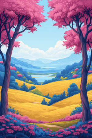 Enchanted Springtime in a Cartoon Valleyの素材