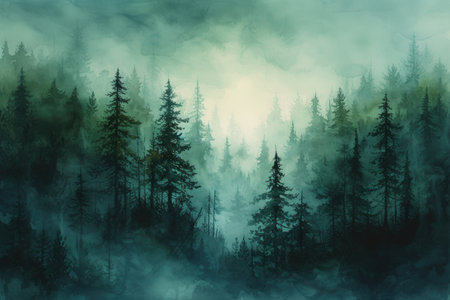 Ethereal Trees in a Watercolor Woodlandの素材