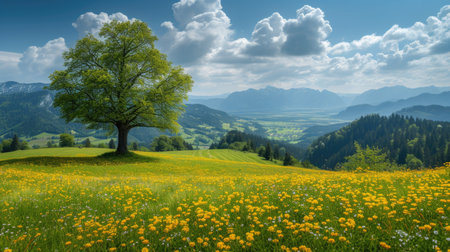 Serene Meadow with Solitary Treeの素材