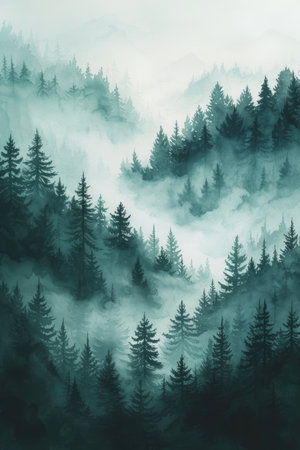 Ethereal Trees in a Watercolor Woodlandの素材