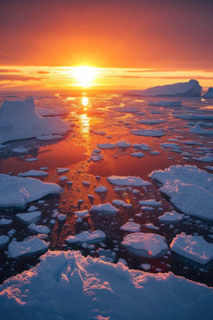 Polar Twilight Above Glacial Ice and Fjord Landscapesの素材