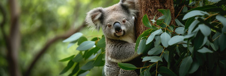 Curious Koala Clinging to Treeの素材