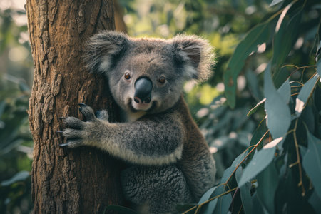 Curious Koala Clinging to Treeの素材