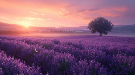 Pastel Sunrise Over Blooming Fieldsの素材