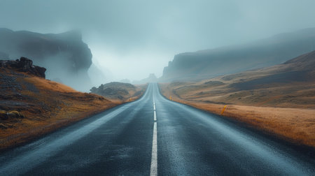 Enigmatic Pathway Through Mist-Covered Mountainsの素材