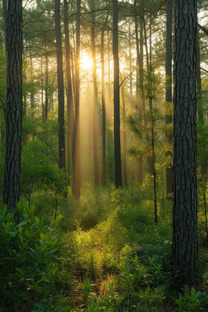 Morning Light in a Tranquil Forestの素材