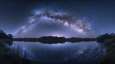 Starry Sky Mirrored in a Still Lakeの素材