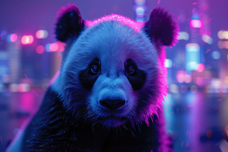 Panda among neon lightsの素材
