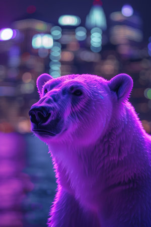 Polar Bear with Neon Cityの素材