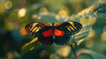 Butterfly Resting on Green Foliageの素材