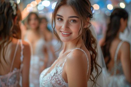 Gorgeous Young Bride Glowing at Her Wedding Dayの素材