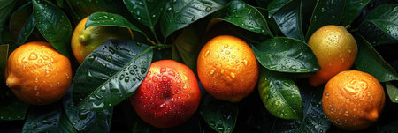 Refreshing Citrus Assortment with Water Dropletsの素材