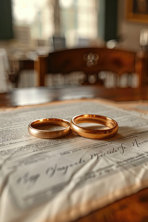 Elegant Wedding Bands on Marriage Certificateの素材