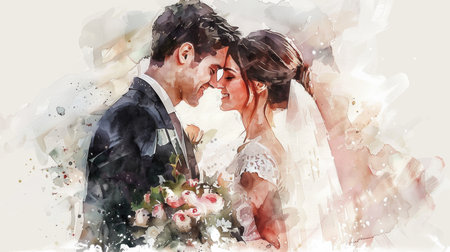 Watercolor Bride and Groomの素材