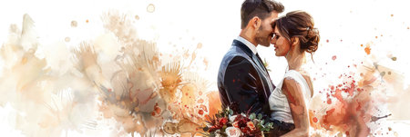 Watercolor Bride and Groomの素材