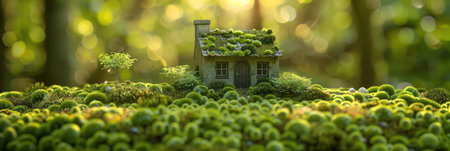 Enchanting Miniature House Covered in Mossの素材