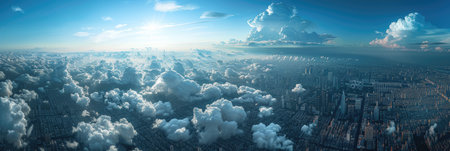 Urban Landscape Amidst Misty Cloudsの素材