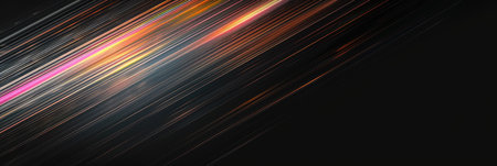 Abstract Colorful Lines on Dark Backdropの素材