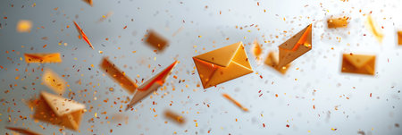 Flying Envelopes on a White Backgroundの素材