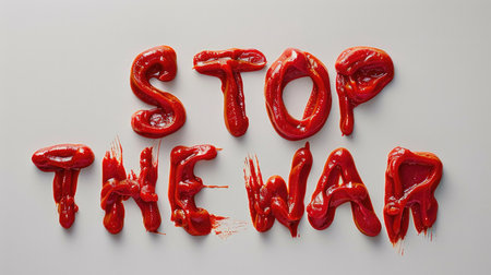 Message Against Conflict Written with Ketchupの素材