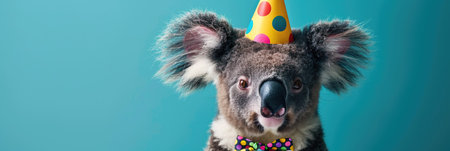 Party Koala in a Festive Hat and Bow Tieの素材