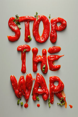 Message Against Conflict Written with Ketchupの素材