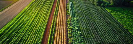 Aerial View of Diverse Crop Fieldsの素材