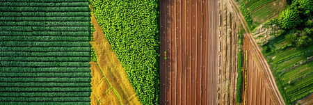 Aerial View of Diverse Crop Fieldsの素材
