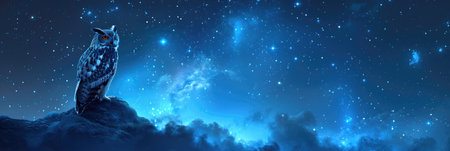 Owl Silhouette Against Night Skyの素材