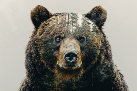 Double exposure Bear and Forestの素材