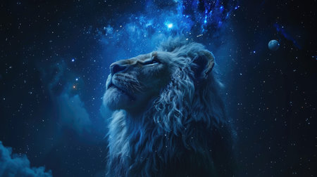 Lion with Starry Night Skyの素材