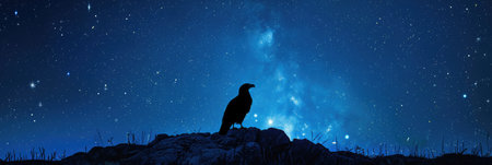 Eagle Silhouette with Starry Night Backdropの素材
