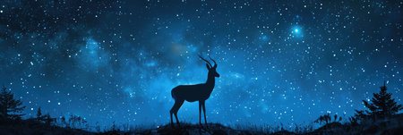 Graceful Gazelle against a Backdrop of the Night Skyの素材