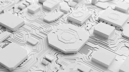 White Geometric Tech-Inspired Pattern Backgroundの素材