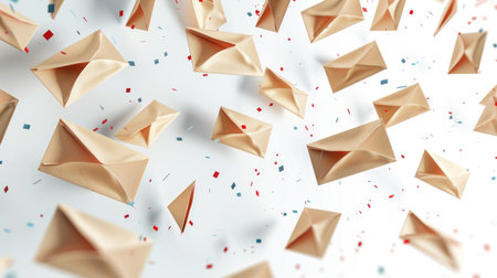 Envelopes Soaring in Mid-Airの素材