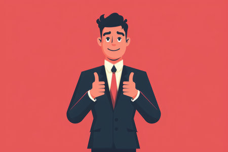 Cheerful Businessman Giving Thumbs Upの素材